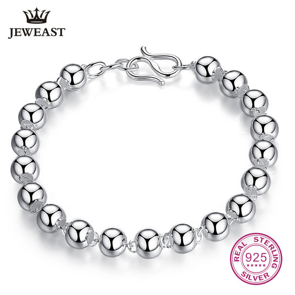 999 Sterling Silver Bracelet Beads Shape Smooth Ball Men And Women Bangle Lucky Classic Jewelry Genuine 2022