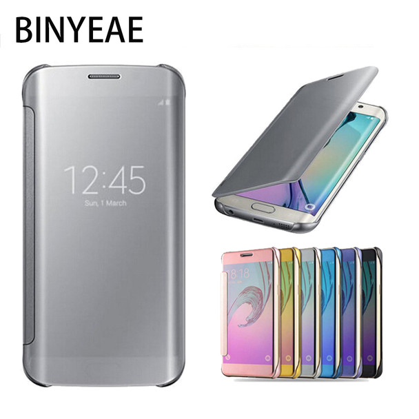 Smart Leather View Case For Samsung Galaxy S8 S7 Edge S6 Note 8 5 Mirror Flip Stand Cover For Samsung s9 s9 plus A5 A7 A8 J3 J5
