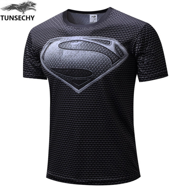 NEW TUNSECHY 2017 Marvel Captain America 2 Gray superman Super Hero T shirt Men fitness clothing short sleeves XS-4XL