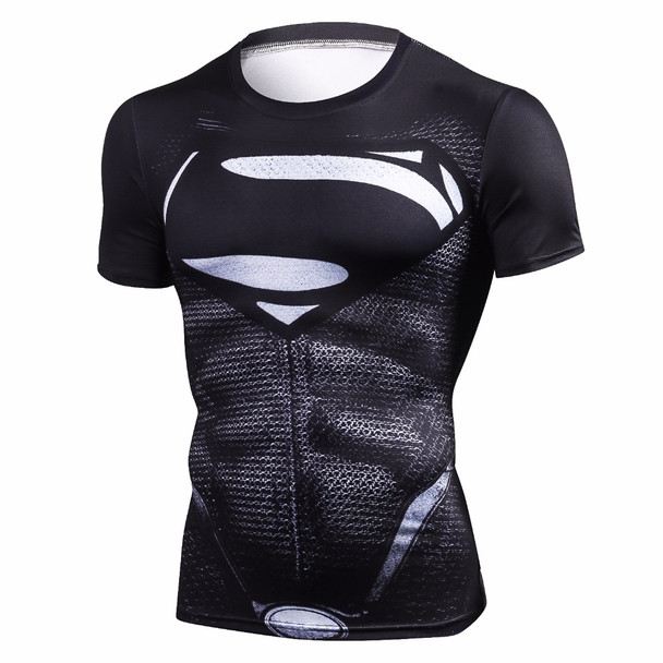 2018 marvel Superman  compression shirt fitness tights crossfit quick dry short sleeve t shirt Summer Men Building tee tops