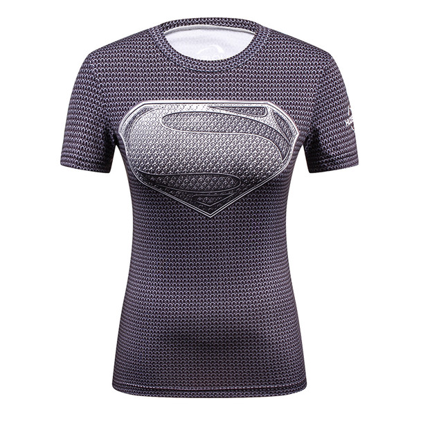 Ladies Comics Marvel Superman Batman/ Wonder Women's Compression Shirts Girls Compression T Shirt Female Fitness Tights Shirts