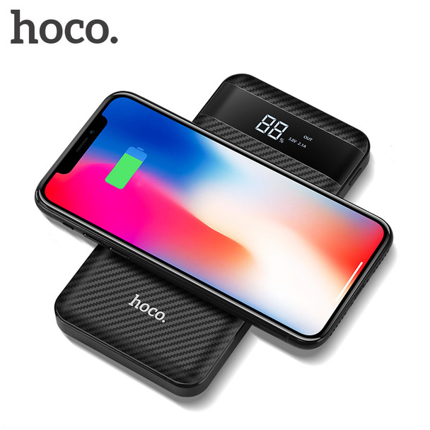 HOCO QI Wireless Charger Power Bank 10000mah Portable Dual USB with Digital Display External Battery Powerbank for iphone X 8 