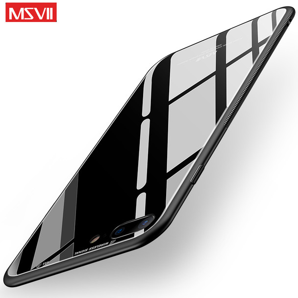 MSVII for iPhone 7 Case Tempered Glass Back Cover Soft Silicon Frame 6 6s Hybrid Protective Housing for iPhone 8 Plus X 10