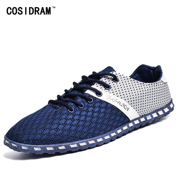 COSIDRAM Breathable Mesh Men Casual Shoes New 2017 Fashion Men Shoes Soft Spring Autumn Footwear For Male Plus Size 46 RME-307