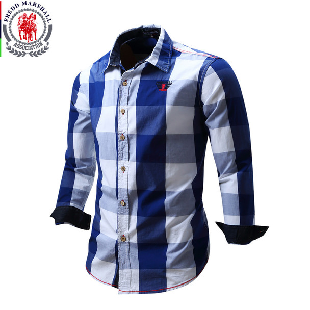 2018 New Arrival Men's shirt  Long Sleeve Shirt Mens Dress Shirts Brand Casual  Fashion Business Style Shirts 100% Cotton 064