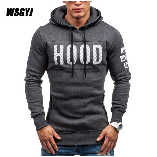 Moleton Masculino 2017 Slim Hoodies Men Sweatshirt Long Sleeve Pullover Hooded Sportswear Men'S Letters Printed Tracksuit S-XXL