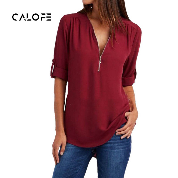 CALOFE 5XL Women Casual Chiffon Blouse Female Plus Big Size 2018 Summer Black Solid Half Sleeve Elegant Tops Shirts Blusas Brand