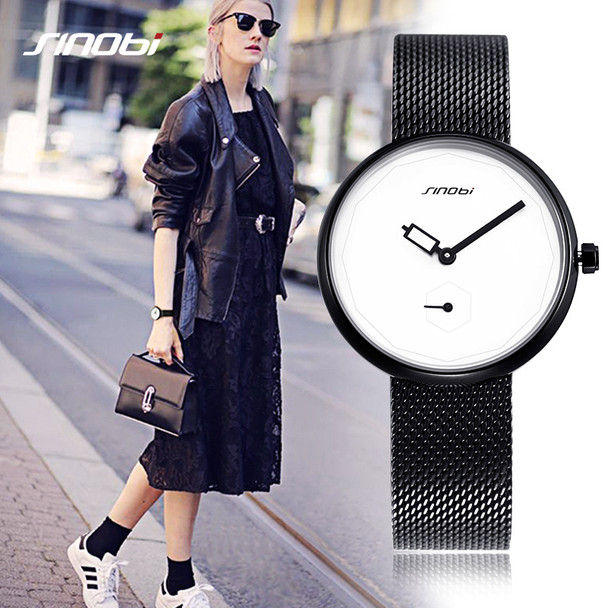 SINOBI Women Watches Luxury Brand Fashion Creative Dial Ladies Quartz Ultra Thin Watch Women Bracelet Watch Reloj Mujer 2017