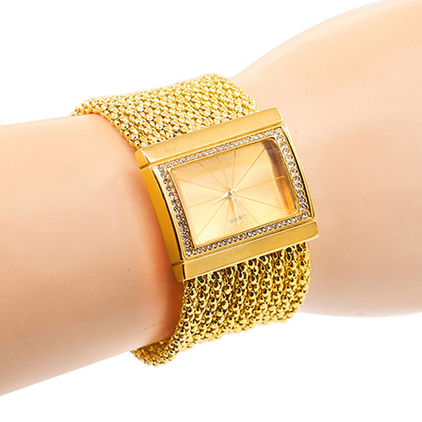 Classic Luxury Quartz Watch Women's Gold Diamond Case Alloy Band Bracelet Watch New Design 5DC9 6YLN