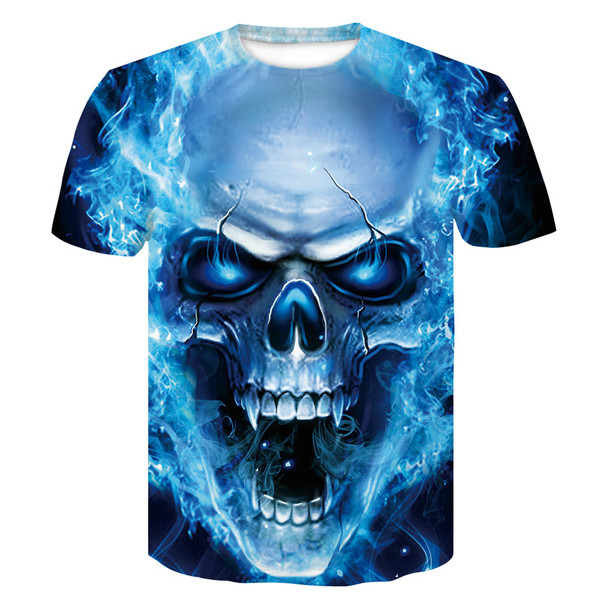 2018 New skull 3D Printing T-shirt Men Fitness Compression Shirts Tops Male T-shirt Summer Cool High Street Wear