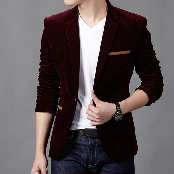 2018 mens blazer brand clothing casual suit Slim Jacket Single Button corduroy blazer men dress suits Terno Masculino plus size