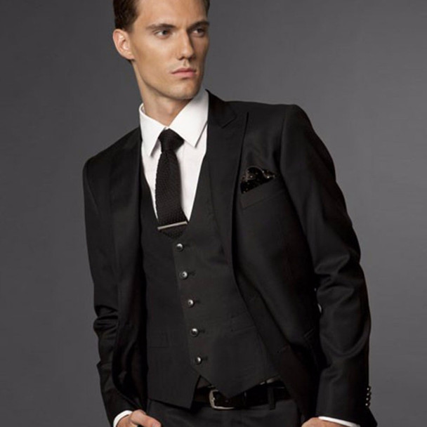 Black Wedding Suits For Men, Black 