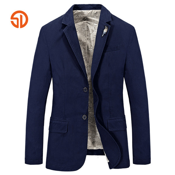 Brand Suits Jackets Men Spring Autumn Fashion Cotton Washed Formal Office Men Blazer Masculino Costume Homme Plus Size S-4XL