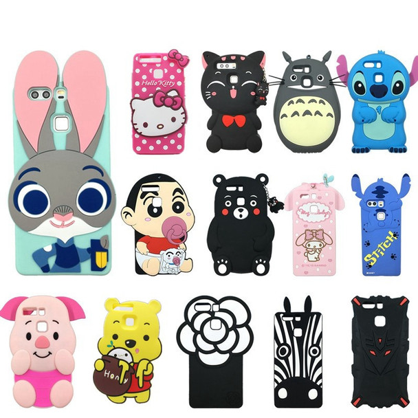 3D Cute Cartoon Soft Silicone Mobile Phone Case Cover For Huawei P9 Rabbit Minnie Hello kitty Bear Case for Huawei P9 Lite