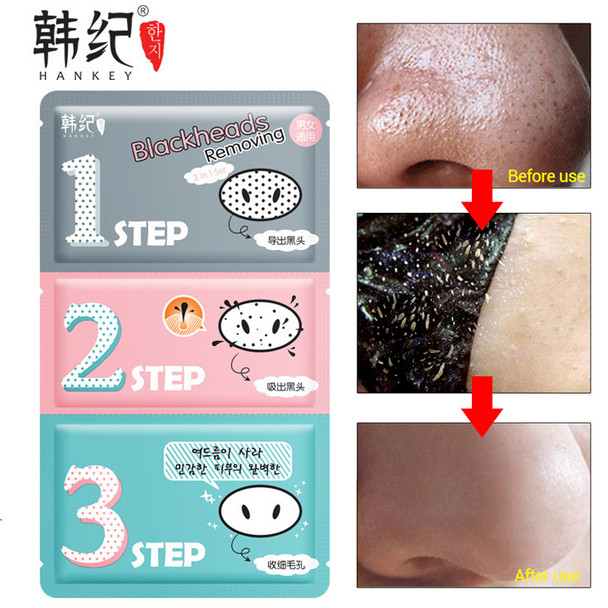 3 Steps To Blackhead Remover Korean Cosmetics Facial Pig Nose Black Head Mask Shrink Pores Face Care Acne Treatment Sheet Mask