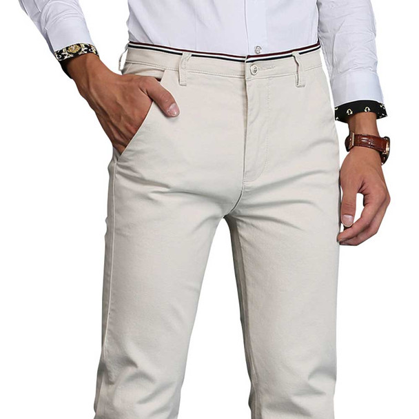 Slim Fit Casual Khaki Pants Mens Hight 