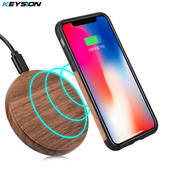 KEYSION 7.5W Qi Wireless Charger Wood fast Wireless Charger mini Charging Pad for iPhone X 8 for Samsung Galaxy Note 8 S8 S7Edge