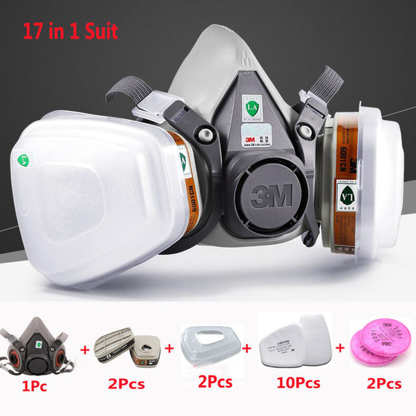 3M 6200 Half Face Painting Spraying Respirator Gas Mask 17 In 1 Suit Safety Work Filter Dust Mask
