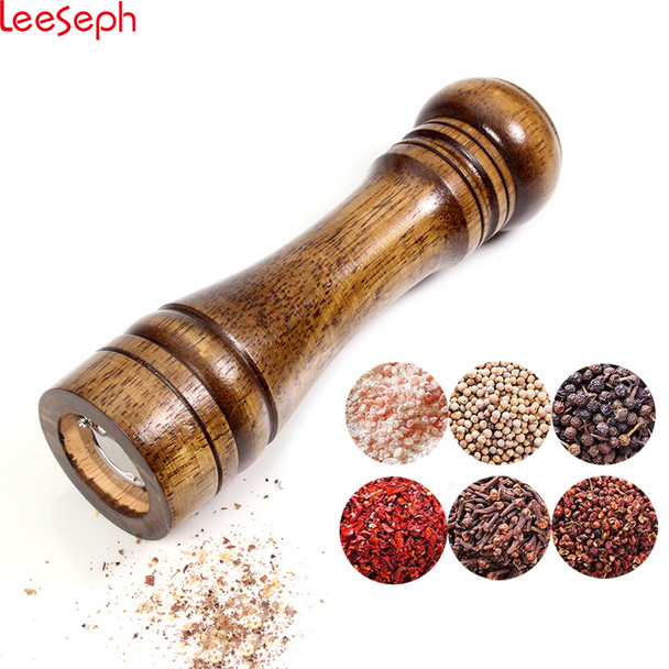 Salt and Pepper Mill, Solid Wood Pepper Mill with Strong Adjustable Ceramic Grinder  5" 8" 10" - Kitchen Tools by Leeseph