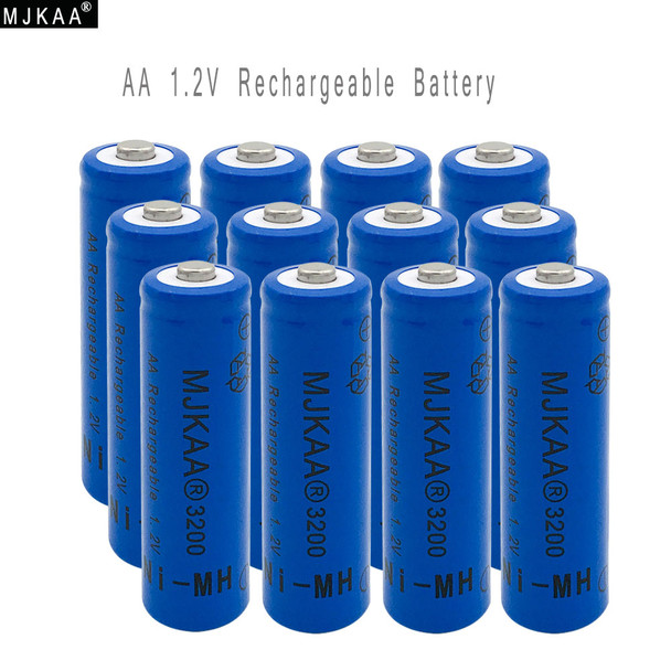 12pcs AA Ni-MH 3200mAh Battery 2A Batteries 1.2V AA Rechargeable Battery NI-MH battery for Remote control Toys LED lights