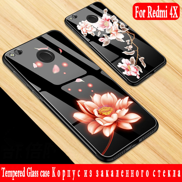 For xiaomi redmi 4X case Luxury Tempered Glass Cover Soft TPU Silicone Bumper for xiaomi redmi 4X pro case xiaomi redmi 4X Cover