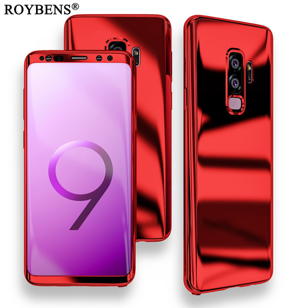 For Samsung Galaxy S9 Case Roybens Luxury Ultra Thin Bling Mirror 360 Full Protection Cover For Galaxy S9 Plus Case + Soft Film