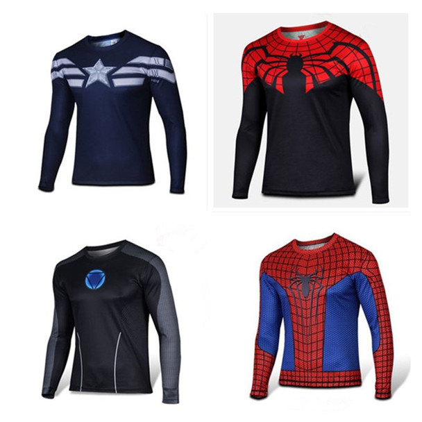 Super Heroes Long Sleeve T Shirts Iron Man Spiderman Green Lantern Captain America Black Adam The Flash Superman X-men T Shirts