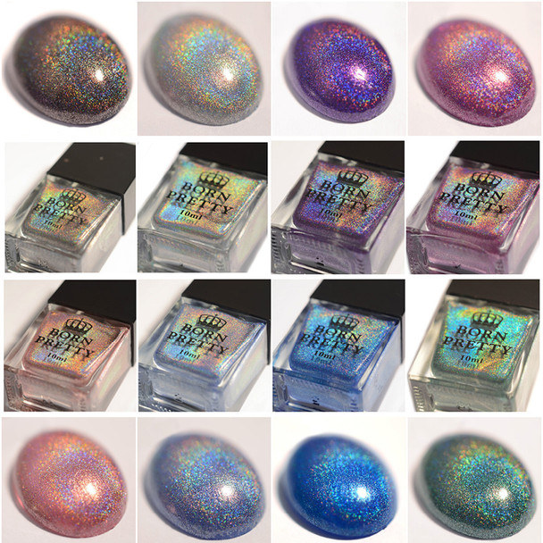 BORN PRETTY 10ml Holographic Glitter Nail Polish High Ingredients Super Shine Manicure Holo Nail Art Vanish Shine in the Dark