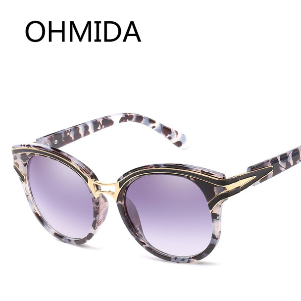OHMIDA New Fashion Sunglasses Women Cat Eye UV400 Brand Plastic Women's Sun Glasses Blue Mirror Vintage Retro Sunglassses Female