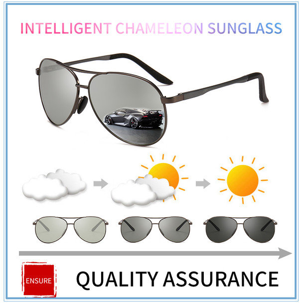 2018 Pilot Photochromic Sunglasses Men Driving Polarized Sun Glasses Chameleon Driver Safety Night Vision Goggles Glasses UV400