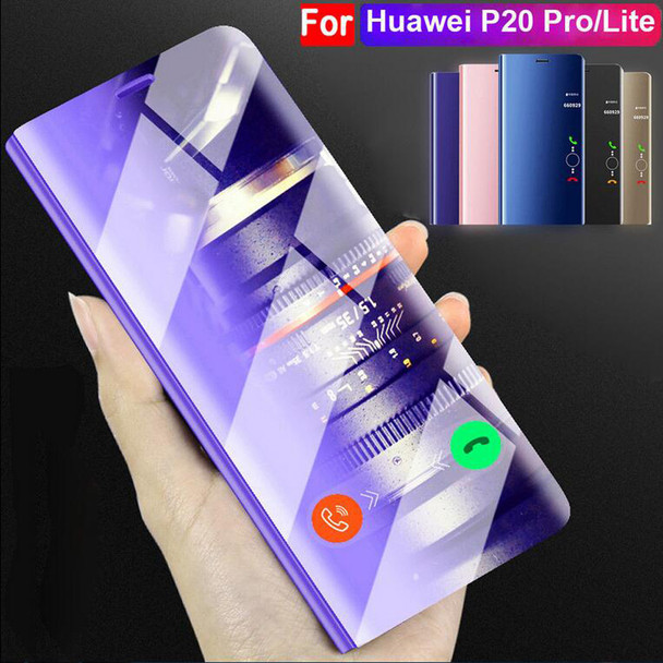MAYROUND Luxury Smart Flip Clear View Mirror Leather Book Case Protection Phone Cases Covers For Huawei P20 Lite Pro Mate 10