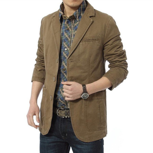 Blazer men Casual Blazers Cotton Denim Parka Men's slim fit Jackets ...