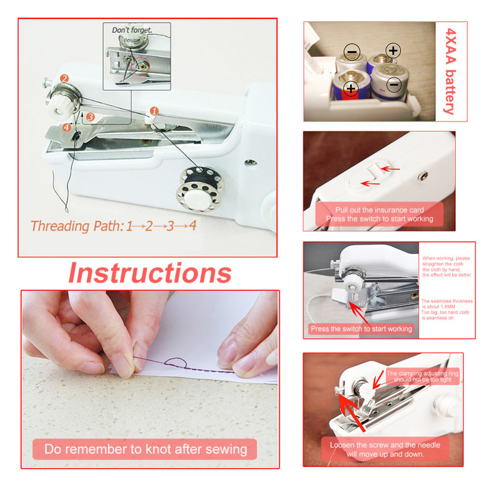 Portable Mini Manual Sewing Machine Clothes Fabric Handy Stitch ...