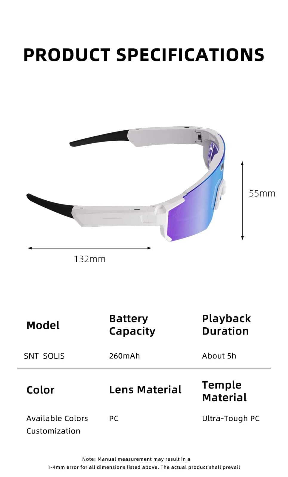 2026 AI Smart Sunglasses with Camera, Video Recording, Voice Recording, 260mAh Battery, and AI Features UV Protection Ai Solis Sports Goggles
