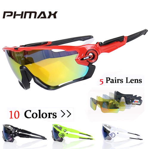 PHMAX Polarized 5 Lens Cycling Eyewear MTB Bicycle Sun Glasses Cycling Sunglasses Mountain Bike Goggles Gafas de Ciclismo