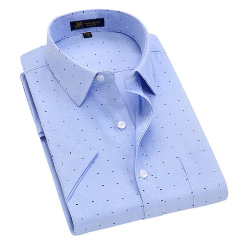 Men's Short Sleeve Regularfit Oxford Print Dress Shirt with Front