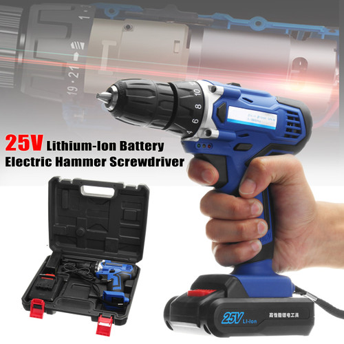 25V LithiumIon Battery Power Drill Driver Rechargeable Cordless Drill