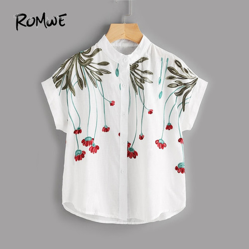 ROMWE Stereo Embroidery Batwing Blouse 