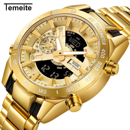 Temeite Top Brand Luxury Golden Mens Quartz Watches Sports Watch Men  Waterproof Military Male Gold Wristwatch Relogio Mascul1776 From Fwool88,  $71.87 | DHgate.Com