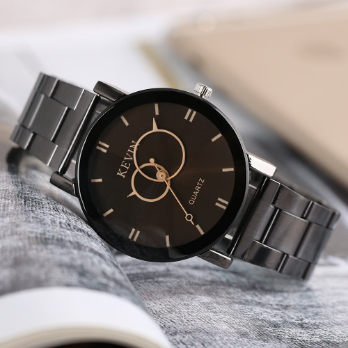 KEVIN Women Simple Two Circles Black Dial Quartz Watches Analog Cute Ladies Dress Wrist Watch Modern 11324.1548056687.500.750