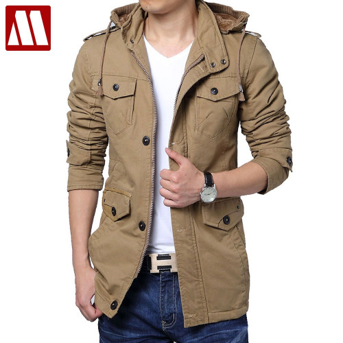 Winter Jacket Men Big size Cotton Jackets Man Hoody Collar Medium length  Thicken Solid Zipper Slim Outerwear Asia Size S-6XL - OnshopDeals.Com