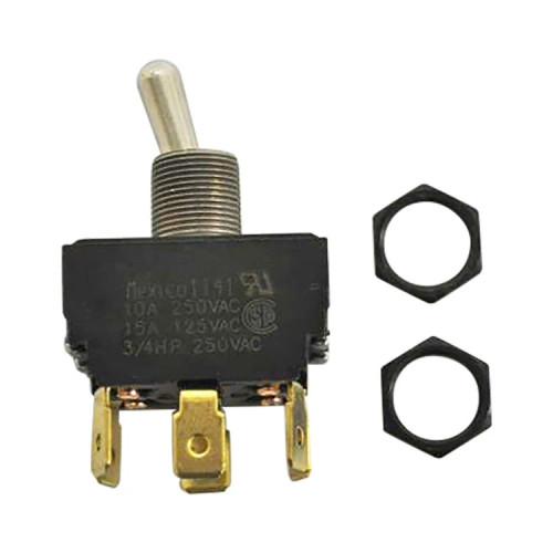 Miller® 011611 On-None-On DPDT Toggle Switch With Spade Terminal, For Use With Spectrum® 375/ICE-27C Torch Plasma Cutter, Polished Chrome, 15 A, 125 V AC
