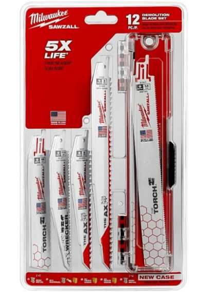Milwaukee® 49-22-3329 Reciprocating Blade Set, 12 Pieces, 14, 5, 18 Teeth per Inch, For Use With Reciprocating Saws, Bi-Metal