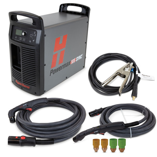 HYPERTHERM Powermax105 SYNC system, 200-600V 3-PH, CSA, CPC port, 75 degree handheld torch, 15 deg hand torch,7.6 m (25') lead