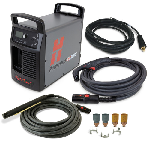 HYPERTHERM Powermax65 SYNC system, 200-600V CSA, CPC port, 75 degree 25' hand torch/35' machine torch/25' lead, remote