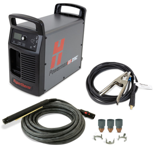HYPERTHERM Powermax85 SYNC system, 200-600V 1/3-PH, CSA, CPC port, 180 degree machine torch, 7.6m (25') lead