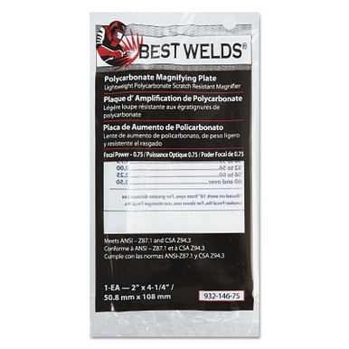 Best Welds Magnifyer Plate Plastic 2" x 4.25", Diopter .75