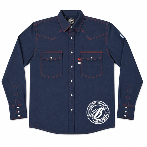 Banditos FR Shirt in Denim w/Red - XX-Large