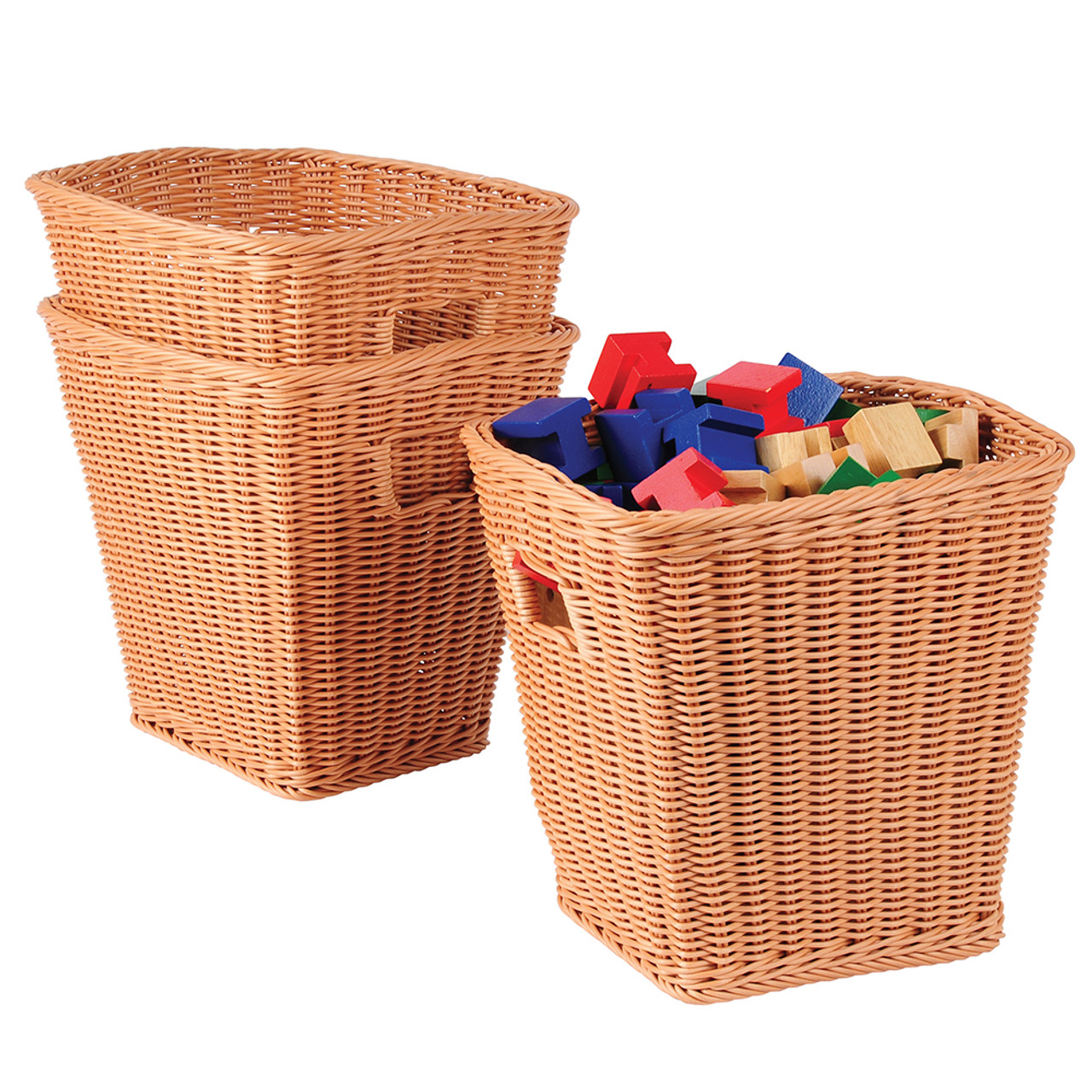 Tall Rectangle Plastic Woven Basket 3 pk - Cre8tive Minds