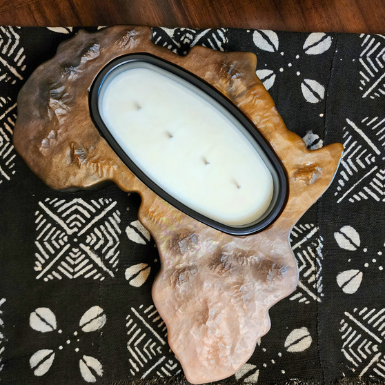 Hot Luxe. A Hot Mess Candle Co. Africa Candle. African art piece. Candle holder. African candle holder. Melanin.